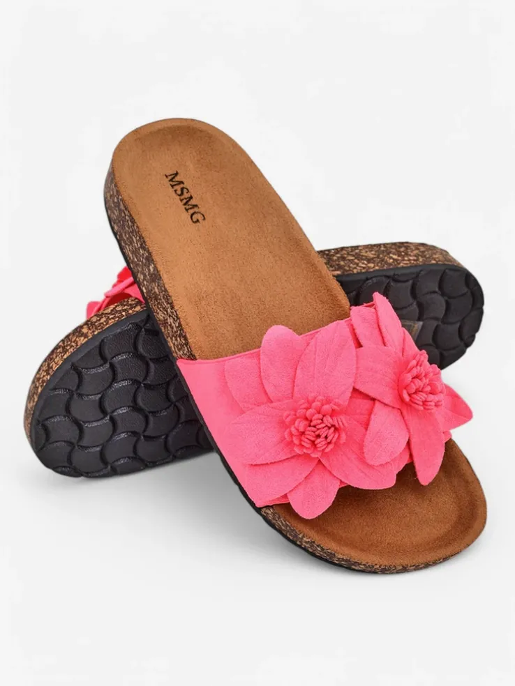 Royalfashion Klapki damskie z kwiatuszkami Foules