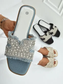 Royalfashion Klapki damskie z cyrkoniami CrystalEase