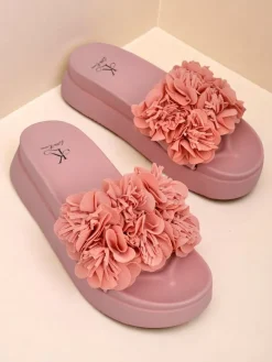 Royalfashion Klapki damskie z kwiatuszkami Frezja