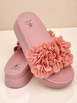 Royalfashion Klapki damskie z kwiatuszkami Frezja