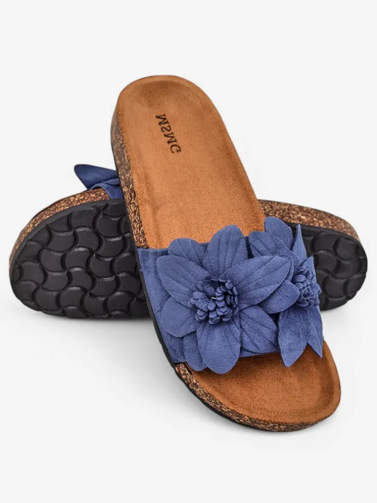 Royalfashion Klapki damskie z kwiatuszkami Foules