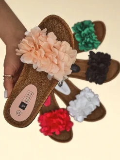 Royalfashion Klapki damskie z kwiatuszkami Flora Soft
