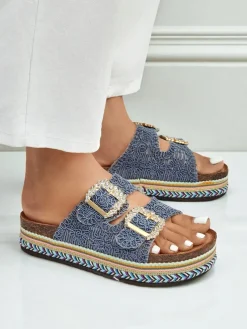 Royalfashion Klapki damskie z klamerkami z cyrkonii GlamCork