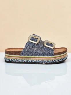 Royalfashion Klapki damskie z klamerkami z cyrkonii GlamCork