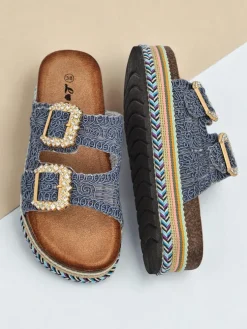 Royalfashion Klapki damskie z klamerkami z cyrkonii GlamCork