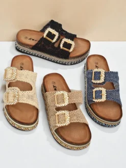 Royalfashion Klapki damskie z klamerkami z cyrkonii GlamCork