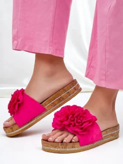 Royalfashion Klapki damskie z kwiatuszkami Focce