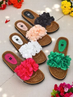 Royalfashion Klapki damskie z kwiatuszkami Flora Soft