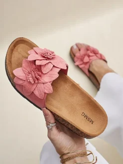 Royalfashion Klapki damskie z kwiatuszkami Foules