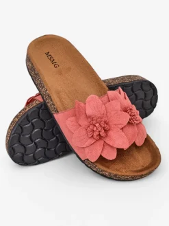 Royalfashion Klapki damskie z kwiatuszkami Foules