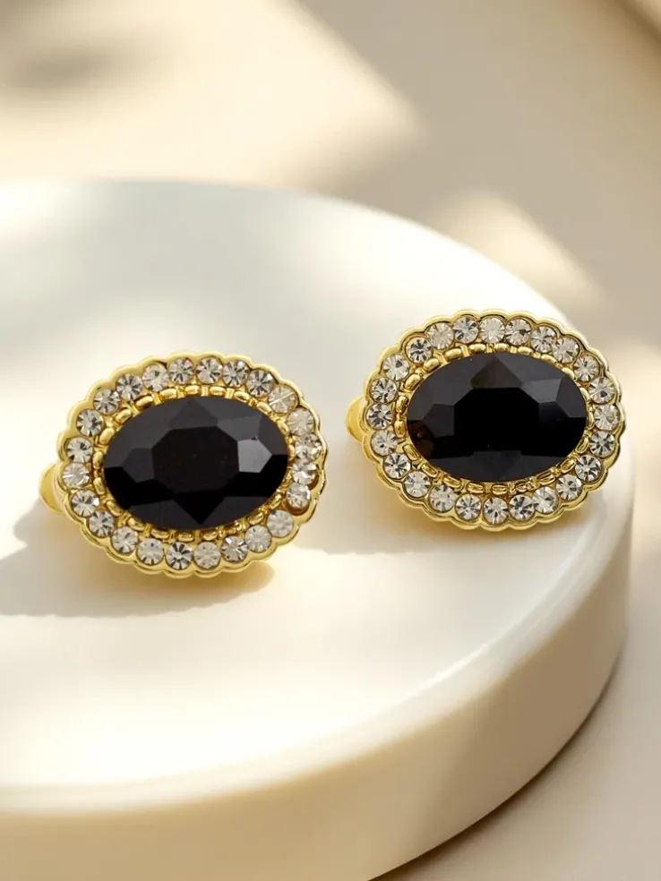 Royalfashion Klipsy kolczyki damskie z kryształem i cyrkoniami