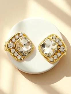 Royalfashion Klipsy kolczyki damskie z kryształem i cyrkoniami