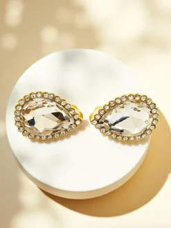 Royalfashion Klipsy kolczyki damskie z kryształem i cyrkoniami