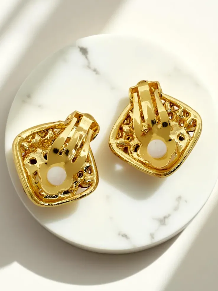 Royalfashion Klipsy kolczyki damskie z kryształem i cyrkoniami