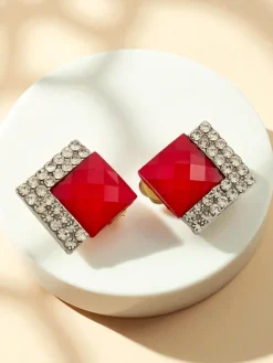 Royalfashion Klipsy kolczyki damskie z kryształem i cyrkoniami