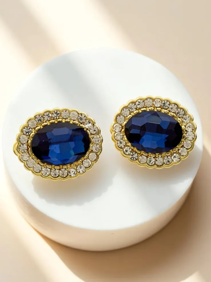 Royalfashion Klipsy kolczyki damskie z kryształem i cyrkoniami