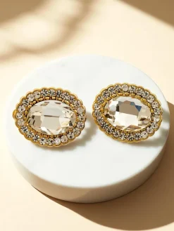 Royalfashion Klipsy kolczyki damskie z kryształem i cyrkoniami
