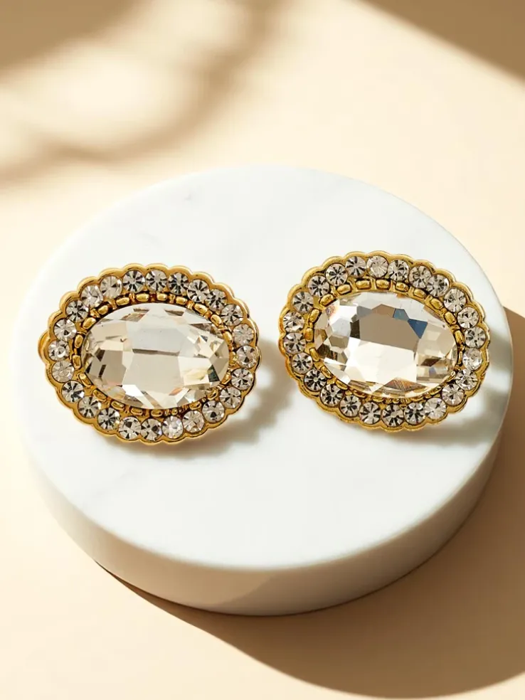 Royalfashion Klipsy kolczyki damskie z kryształem i cyrkoniami