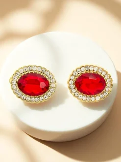 Royalfashion Klipsy kolczyki damskie z kryształem i cyrkoniami