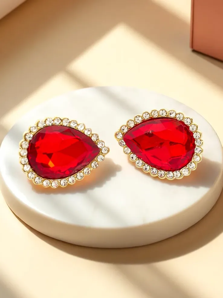 Royalfashion Klipsy kolczyki damskie z kryształem i cyrkoniami