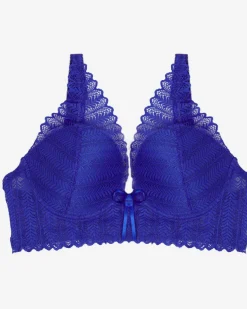 Royalfashion Kobaltowy damski biustonosz koronkowy