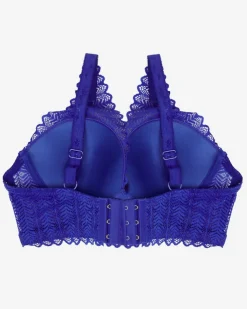Royalfashion Kobaltowy damski biustonosz koronkowy
