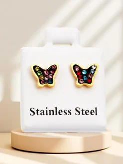 Royalfashion Kolczyki damskie z cyrkoniami Motylki