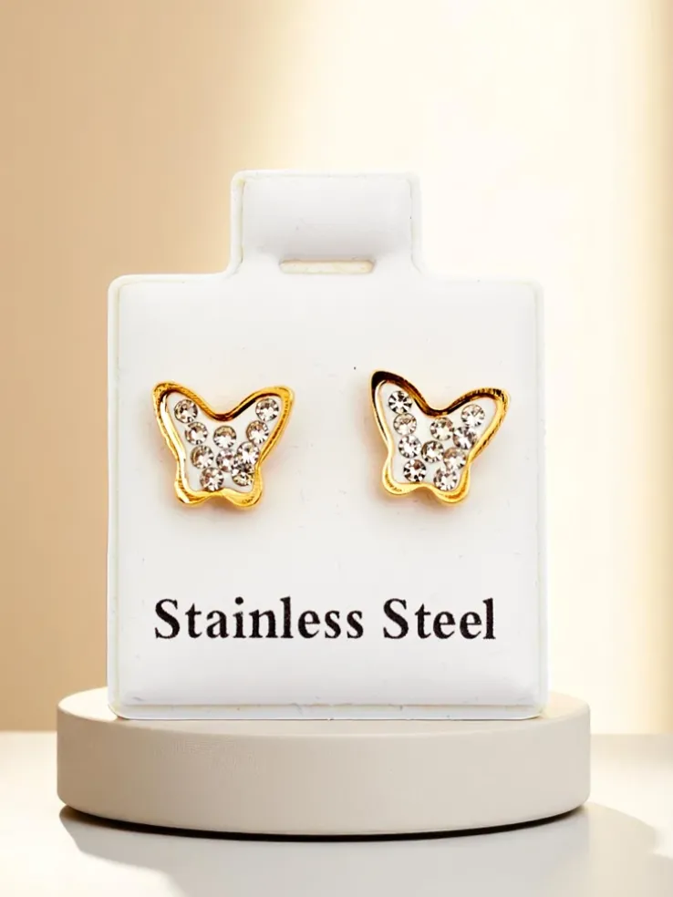 Royalfashion Kolczyki damskie z cyrkoniami Motylki