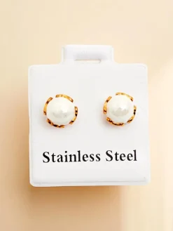 Royalfashion Kolczyki damskie kółeczka z perełkami