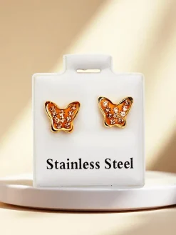 Royalfashion Kolczyki damskie z cyrkoniami Motylki