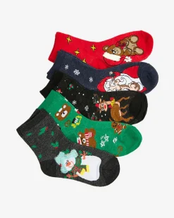 Royalfashion Komplet dziecięcych świątecznych skarpetek 5/pak