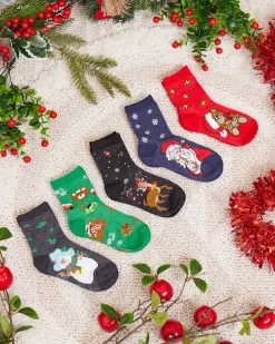 Royalfashion Komplet dziecięcych świątecznych skarpetek 5/pak