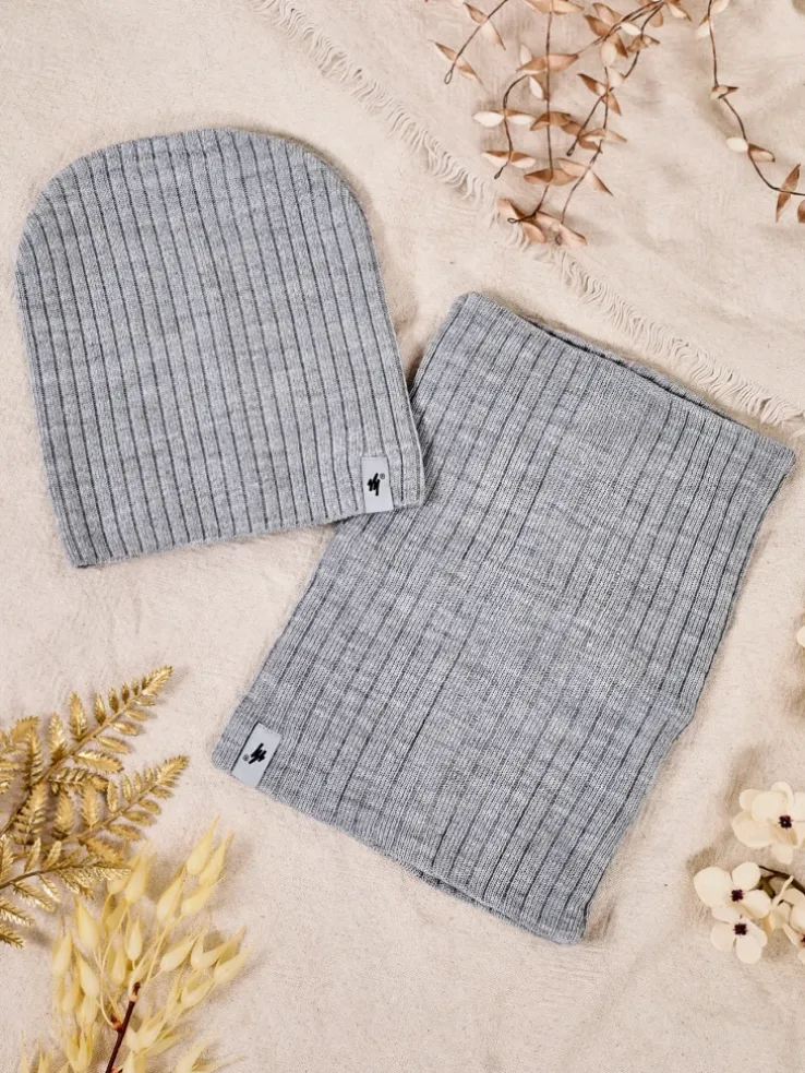 Royalfashion Komplet zimowy uniwersalny- czapka typu beanie z kominem