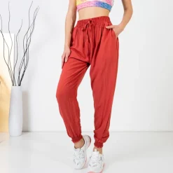 Royalfashion Koralowe damskie spodnie haremki