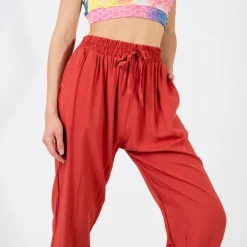 Royalfashion Koralowe damskie spodnie haremki