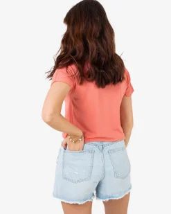 Royalfashion Koralowy damski t-shirt z printem