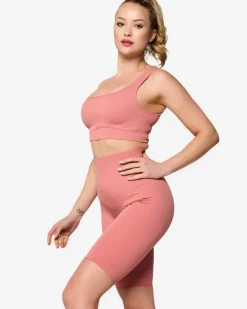 Royalfashion Koralowy damski komplet sportowy w prążki PLUS SIZE