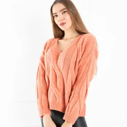 Royalfashion Koralowy sweter damski