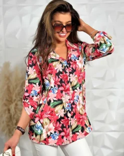 Royalfashion Koszula damska w kwiaty