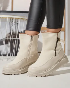 Royalfashion Kremowe botki damskie Mefina