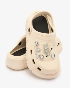 Royalfashion Kremowe damskie klapki gumowe Kooranza