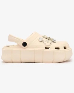 Royalfashion Kremowe damskie klapki gumowe Kooranza