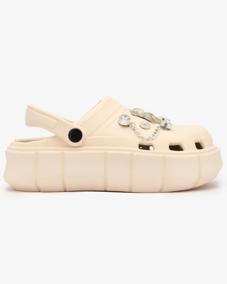 Royalfashion Kremowe damskie klapki gumowe Kooranza