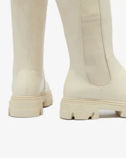 Royalfashion Kremowe damskie kozaki do połowy łydki Vebissa