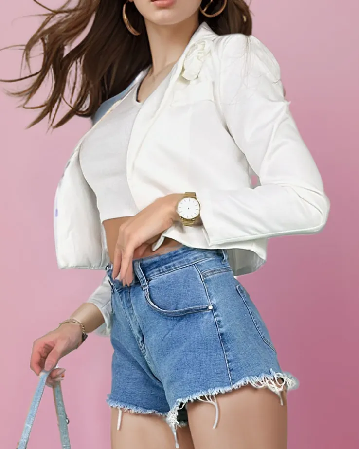 Royalfashion Krótkie spodenki damskie jeansowe