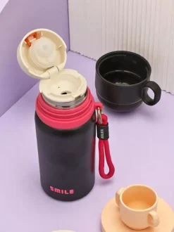 Royalfashion Kubek termiczny termos z kubeczkiem Happy Smile