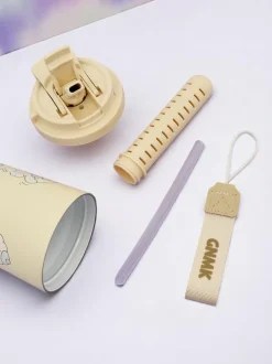 Royalfashion Kubek termiczny z koszyczkiem, słomką i ustnikiem Happy Dog