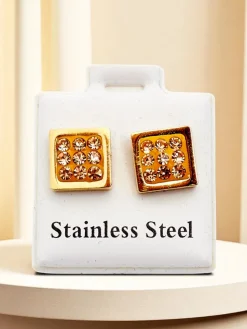 Royalfashion Kwadratowe kolczyki damskie z cyrkoniami