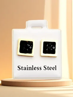 Royalfashion Kwadratowe kolczyki damskie z cyrkoniami