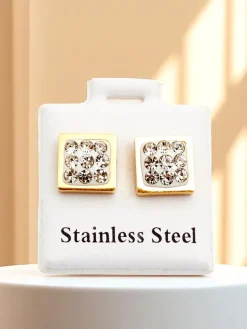 Royalfashion Kwadratowe kolczyki damskie z cyrkoniami